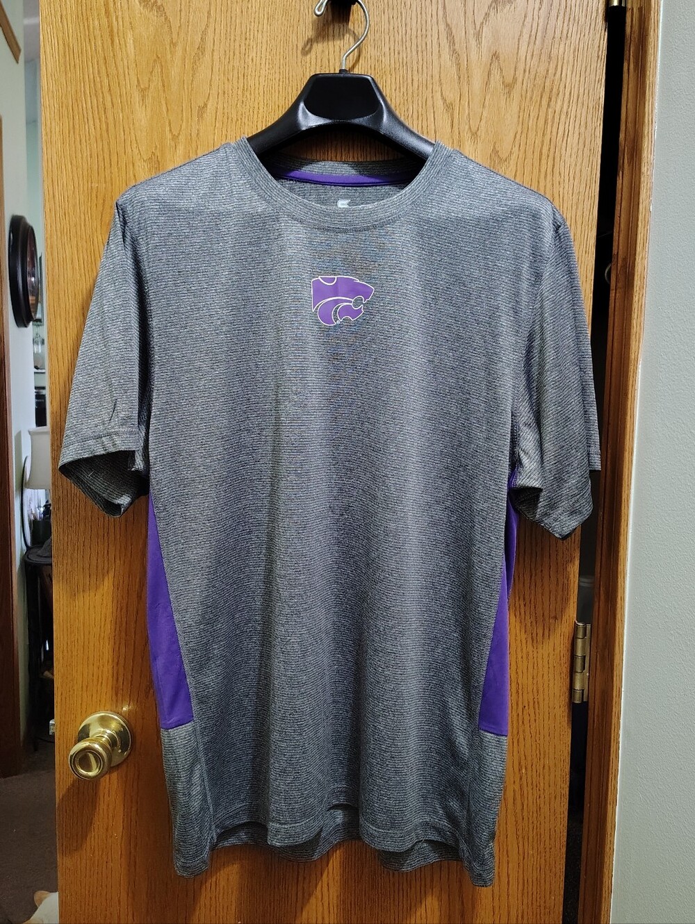 Colosseum Gray Athletic Tee with Purple Panels